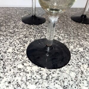 Vintage Cristal d'Arques black stemmed wine glasses Set of 6 Black